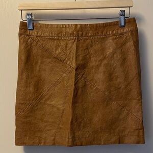 Simplee Brown Leather Mini Skirt